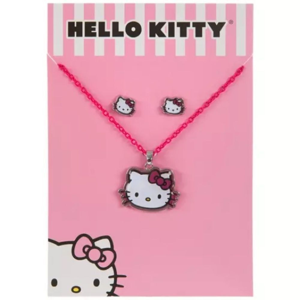 Hello Kitty Pink Necklace and Earrings Set